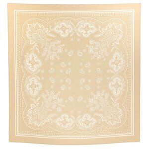Beige White Paisley Square Scarf Bandana Print Silk Feel Accessory Neck Head Wra